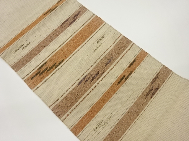 手織り紬横段模様織出し名古屋帯